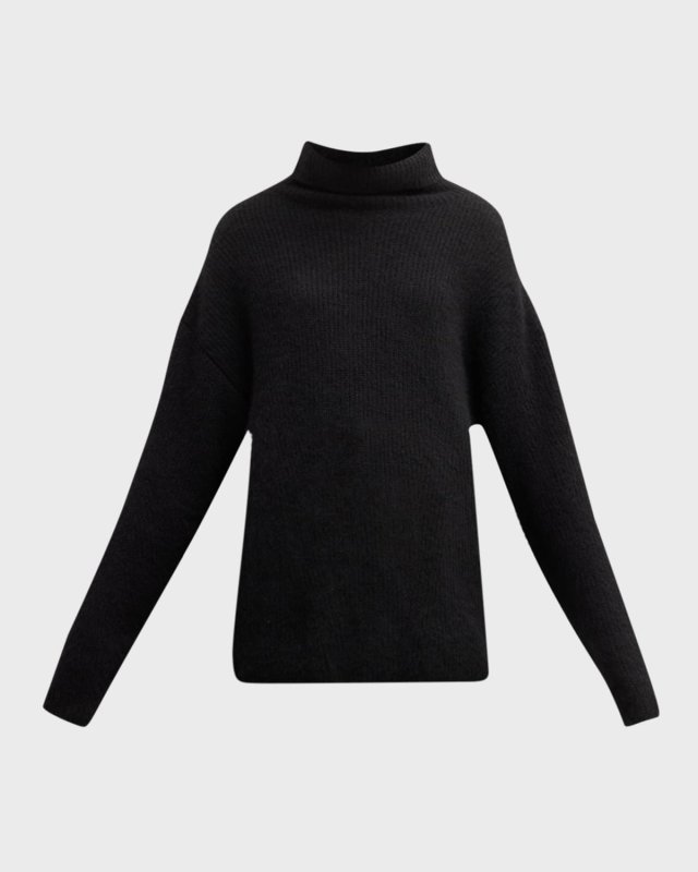 Airy Cashmere Silk Ribbed Turtleneck Sweat