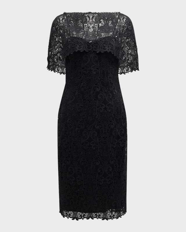 Capelet Floral Lace Midi Dress