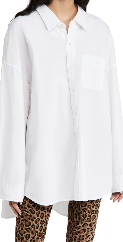 R13 Drop Neck Oxford Shirt White