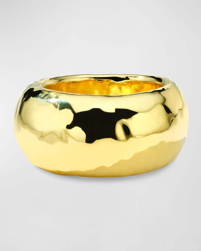 18k Yellow Gold Wide Band Ring, Size