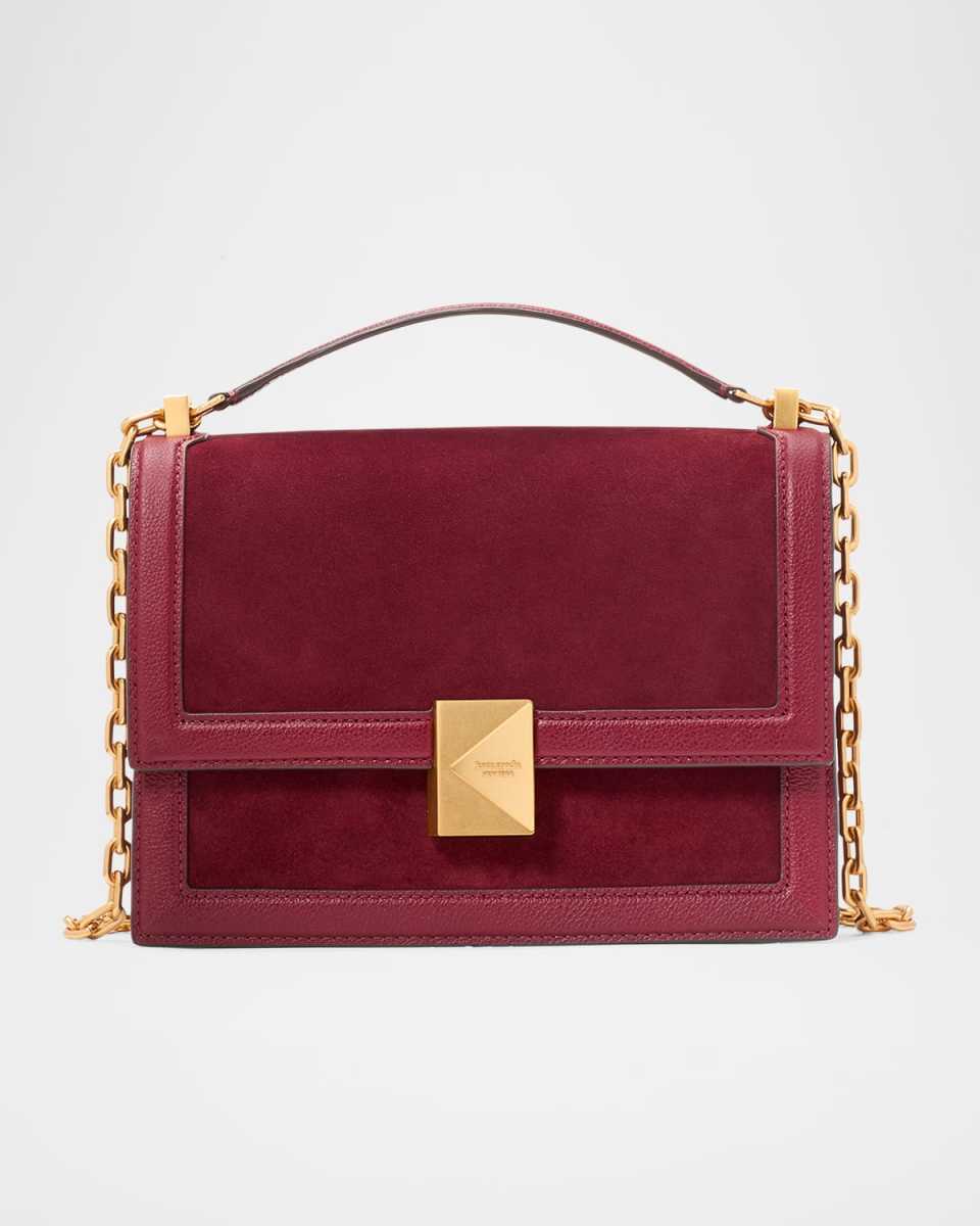 deco pebbled leather & suede shoulder bag