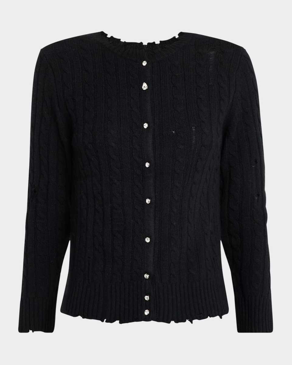Shrunken Distressed Wool-Cashmere Cardigan