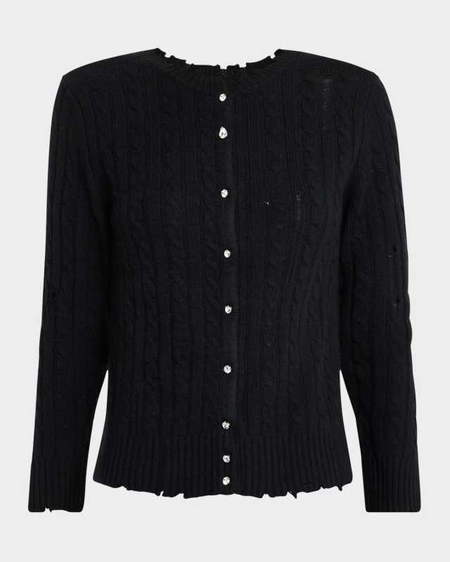 Shrunken Distressed Wool-Cashmere Cardigan