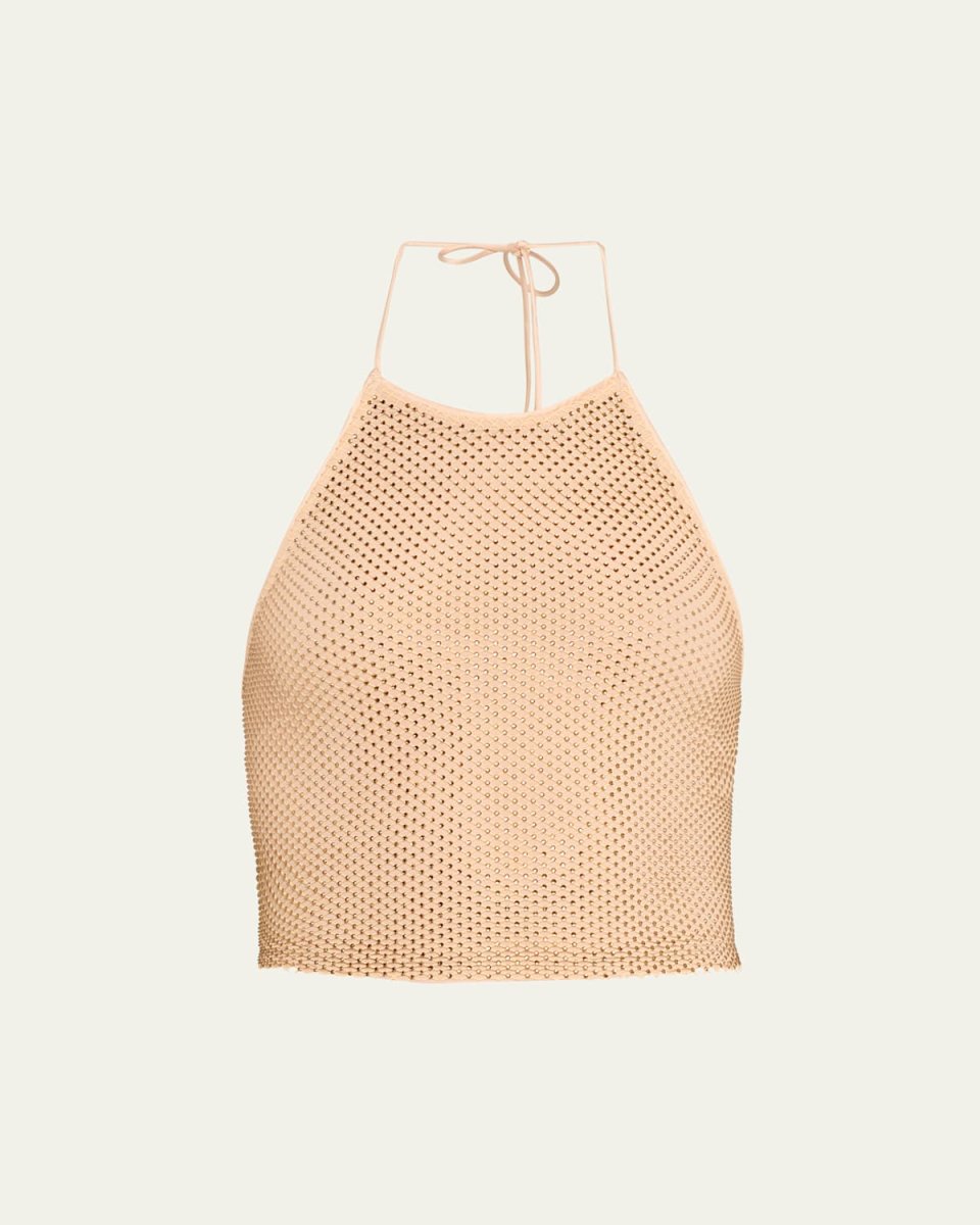 Jaymee Crystal Cropped Halter Top