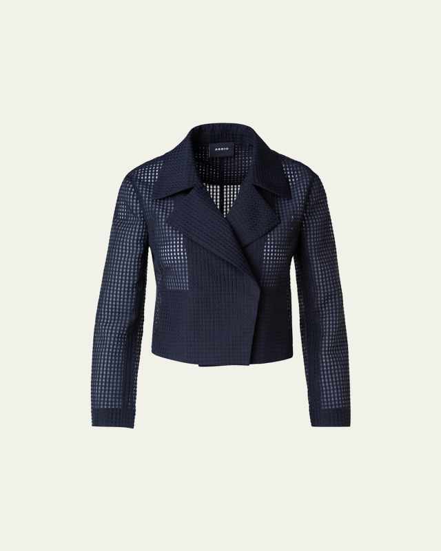 Taylor Short Open-Front Grid Jacket
