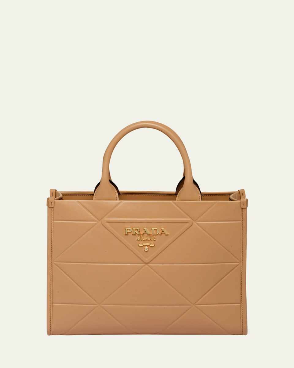 Small Triangle-Embossed Shopper Tote Bag