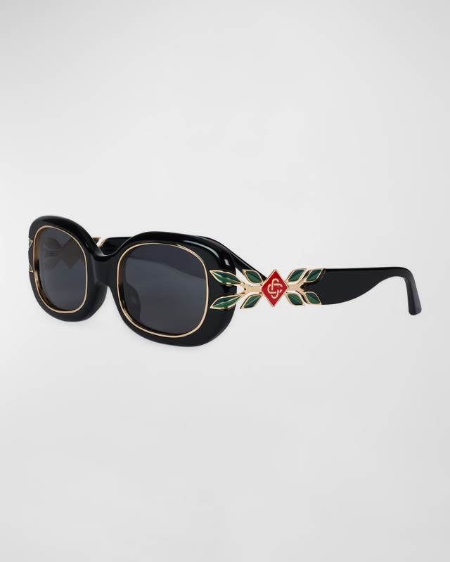 Branch Logo Square Acetate & Nylon Sunglasses