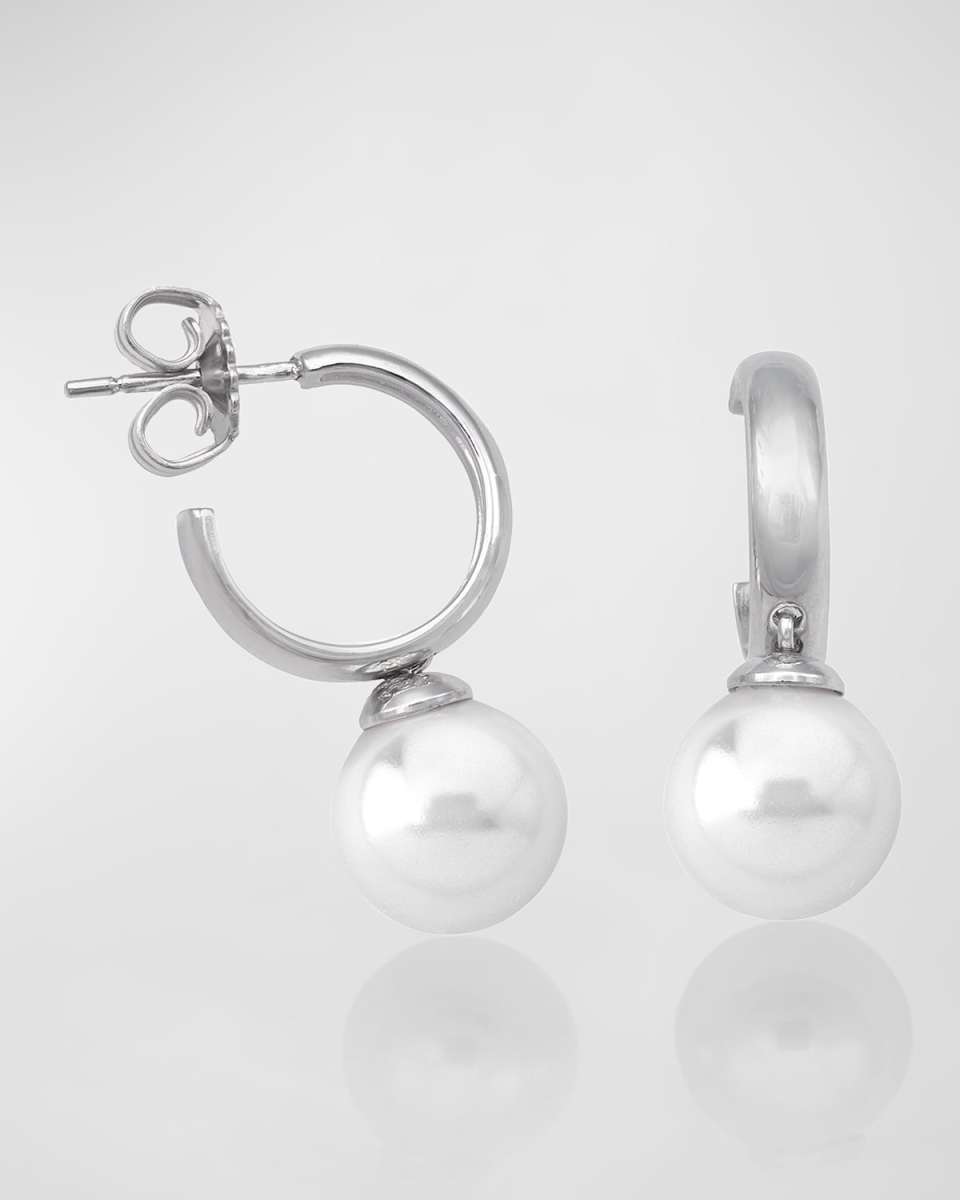 Chara Pearl and Hoop Earrings, Silver