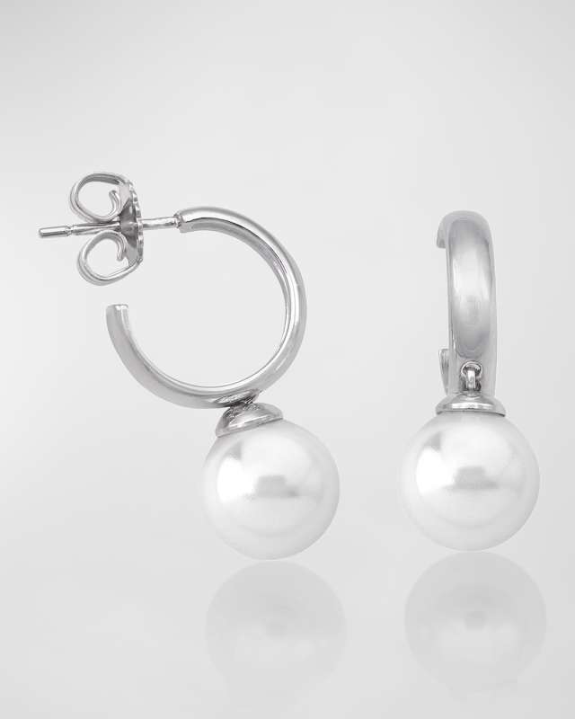 Chara Pearl and Hoop Earrings, Silver