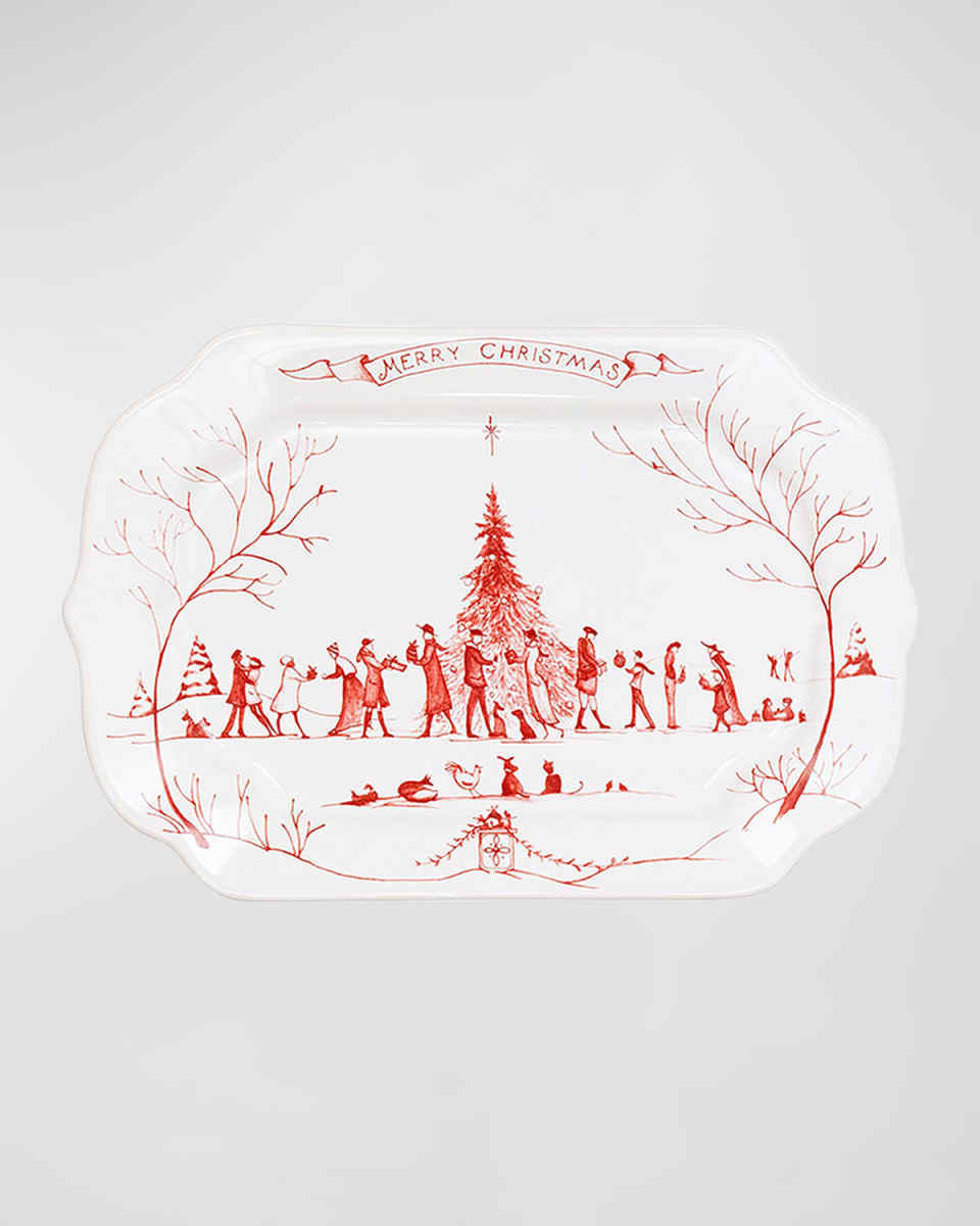 Merry Christmas Country Estate Winter Frolic Ruby Tray
