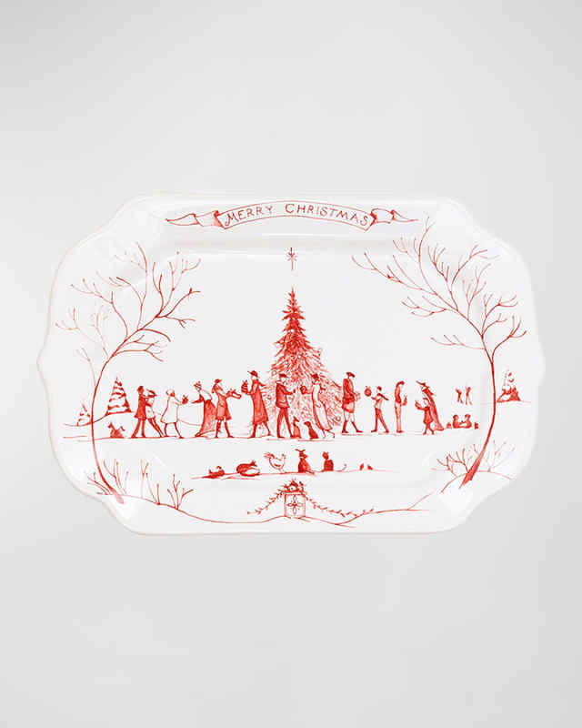 Merry Christmas Country Estate Winter Frolic Ruby Tray