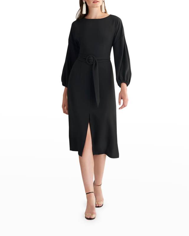 Annie Belted Midi Sheath Dress