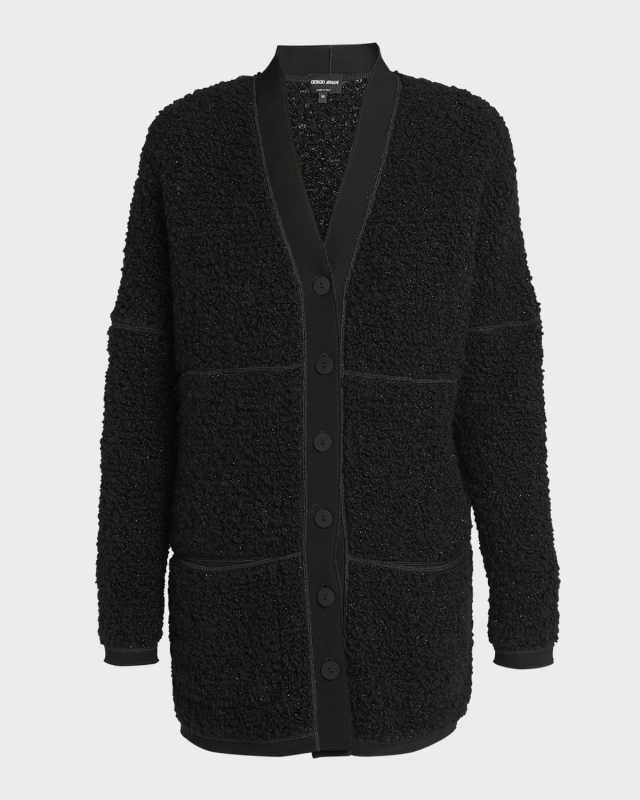 Boucle Lurex Oversize Knit Cardigan
