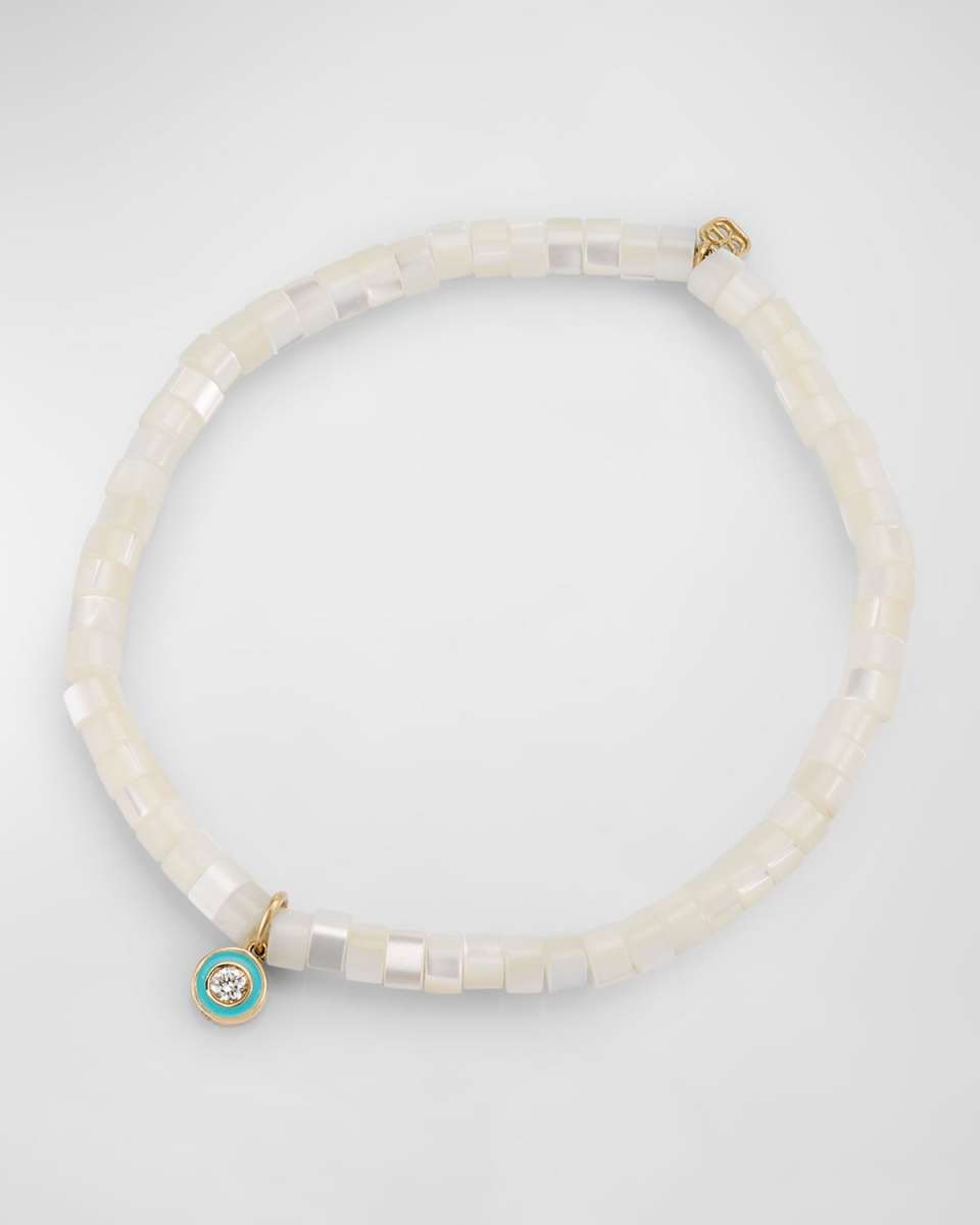 Enamel Charm Clear Beaded Bracelet