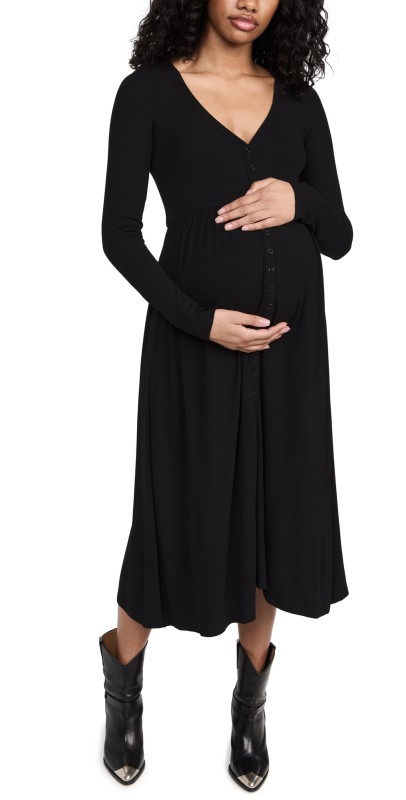 HATCH The Softest Rib Nursing Dress Black
