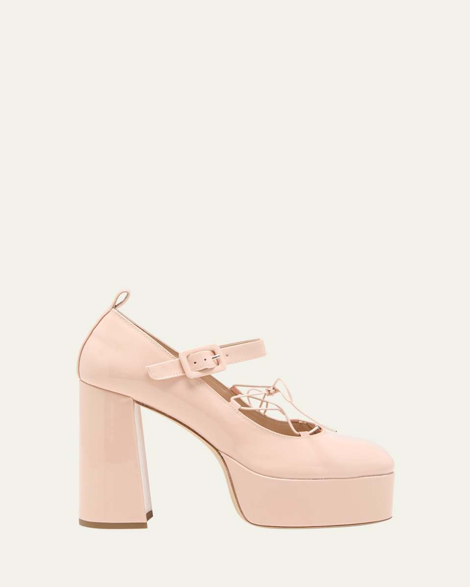 Heart Patent Leather Ballerina Pumps