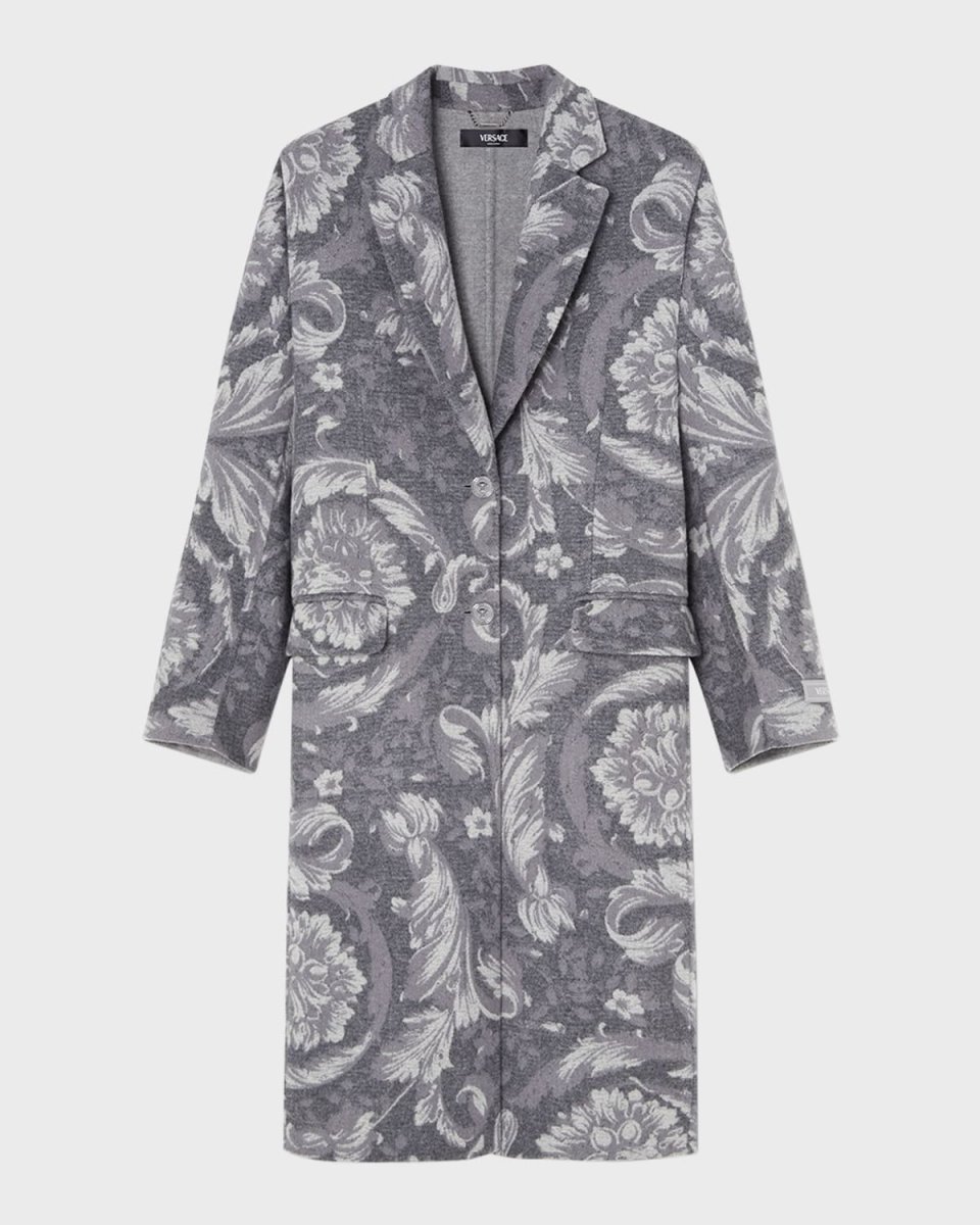 Mix Macro Baroque Cashmere SIngle-Breasted Coat