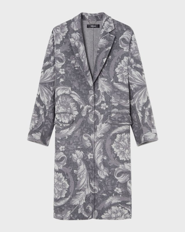 Mix Macro Baroque Cashmere SIngle-Breasted Coat
