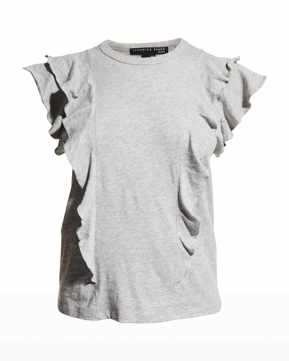 Bea Short-Sleeve Crewneck Ruffle Tee