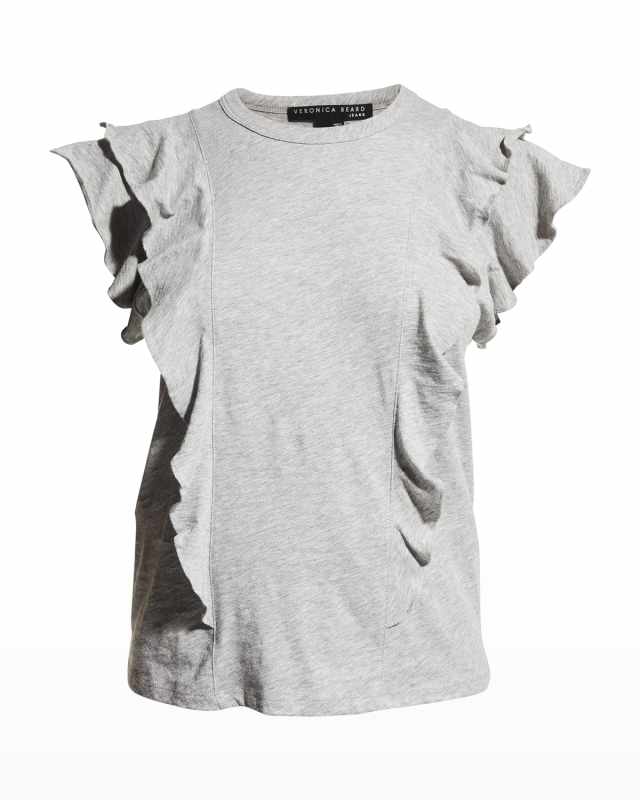 Bea Short-Sleeve Crewneck Ruffle Tee
