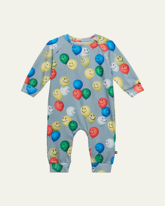 Boy's Fairfax Balloon-Print Playsuit, Size Newborn-24M