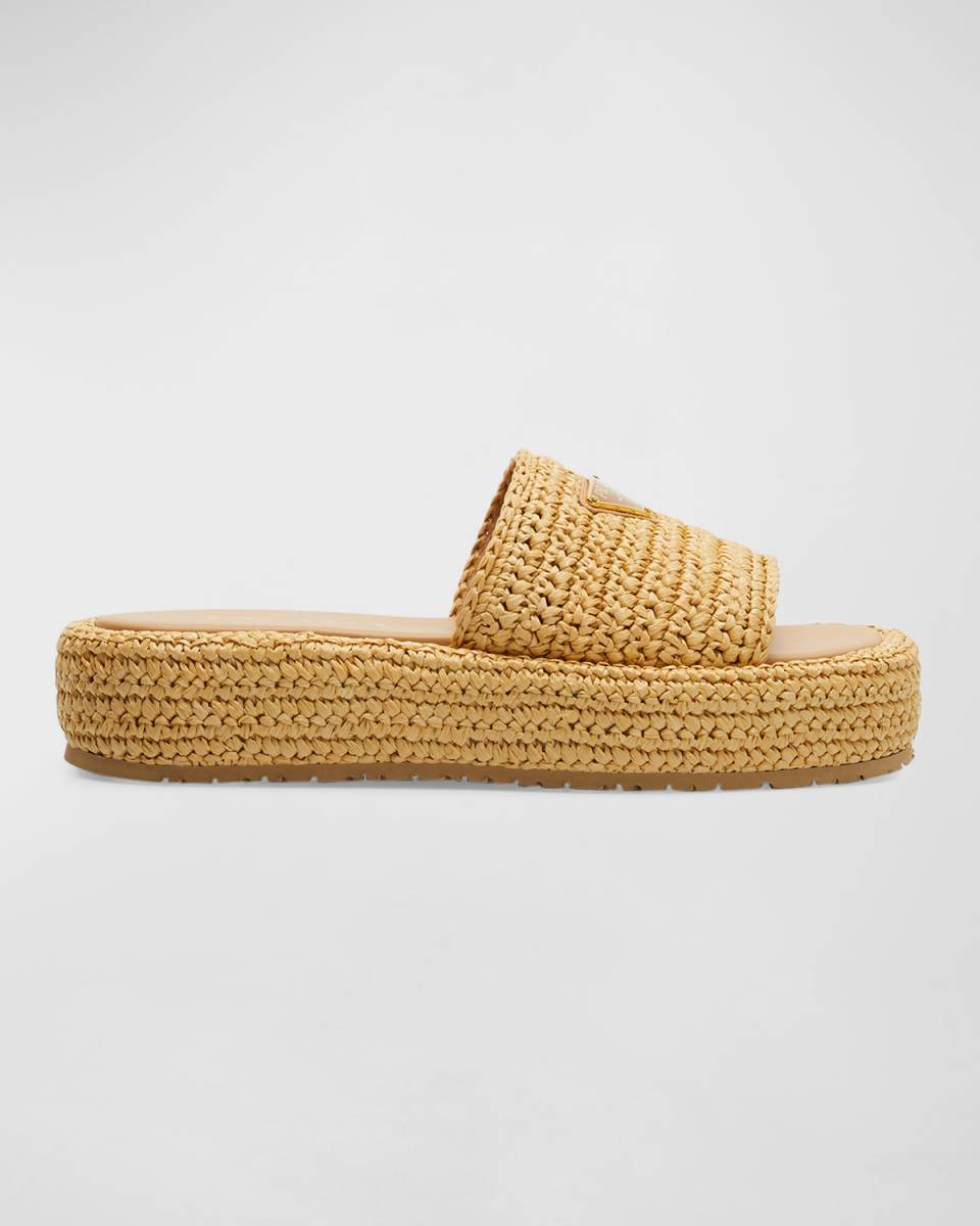 Raffia Single-Band Platform Slides