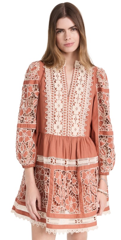 Sea Joah Embroidery Tunic Dress Brick