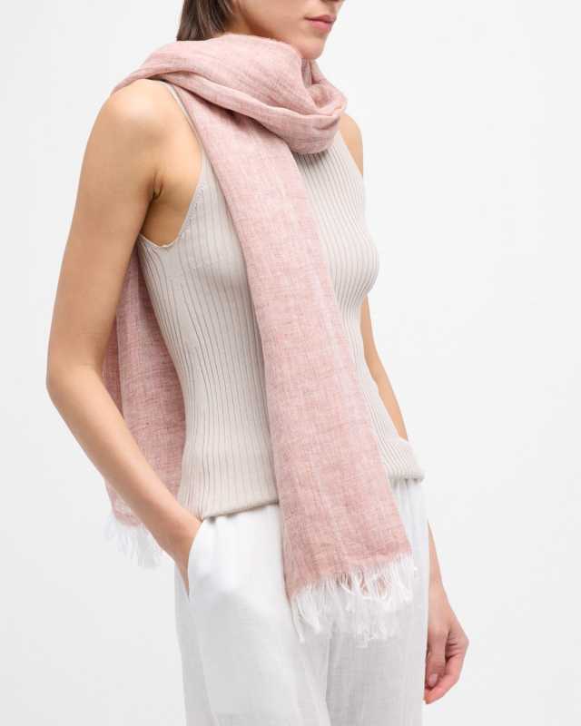 Two-Tone Fringe Flax Scarf
