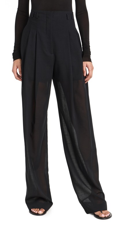 Philosophy di Lorenzo Serafini Wide Wool Voile Trousers Black