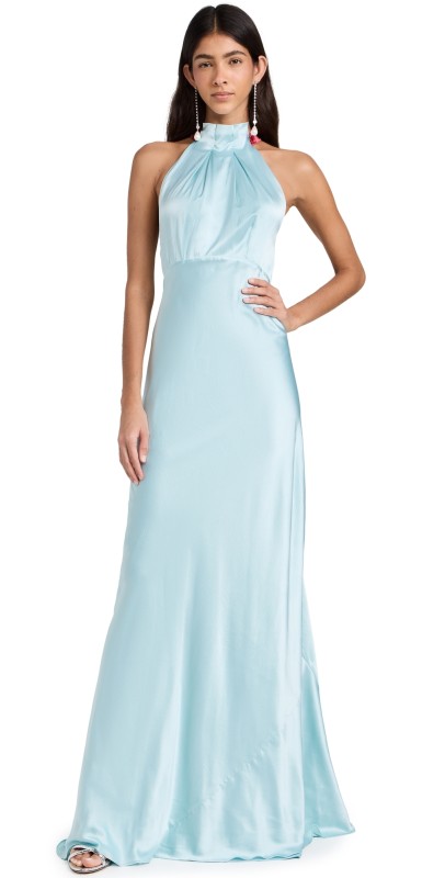 Saloni Michelle Dress Glacier Blue/True Red