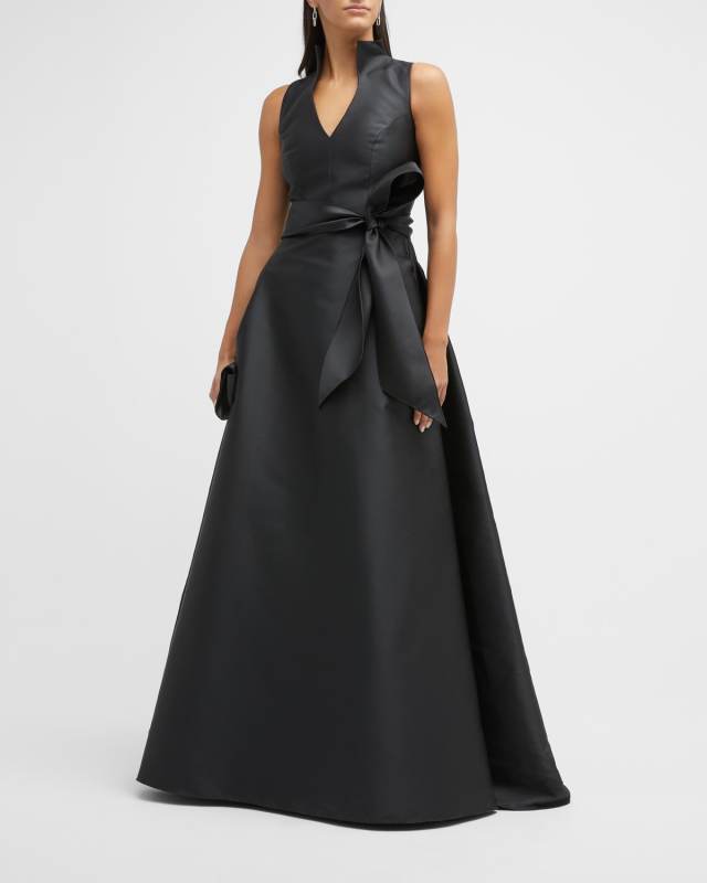 Satin V-Neck Gown