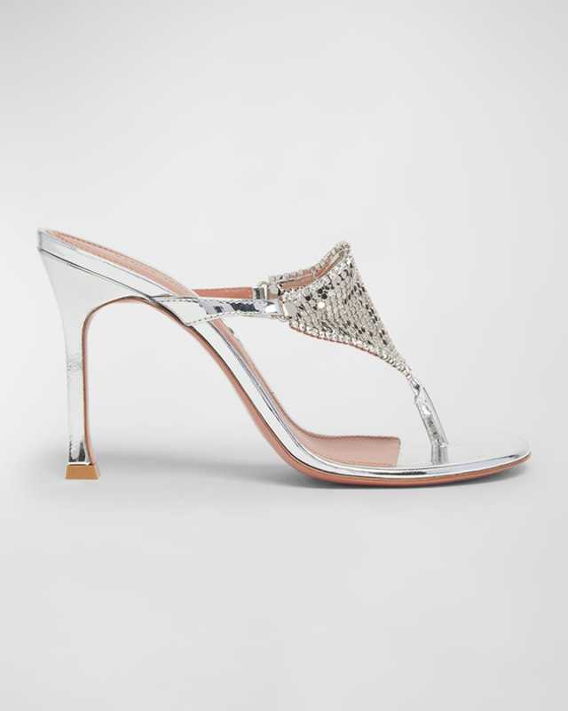 Cameron Mirror Mesh Thong Slide Sandals