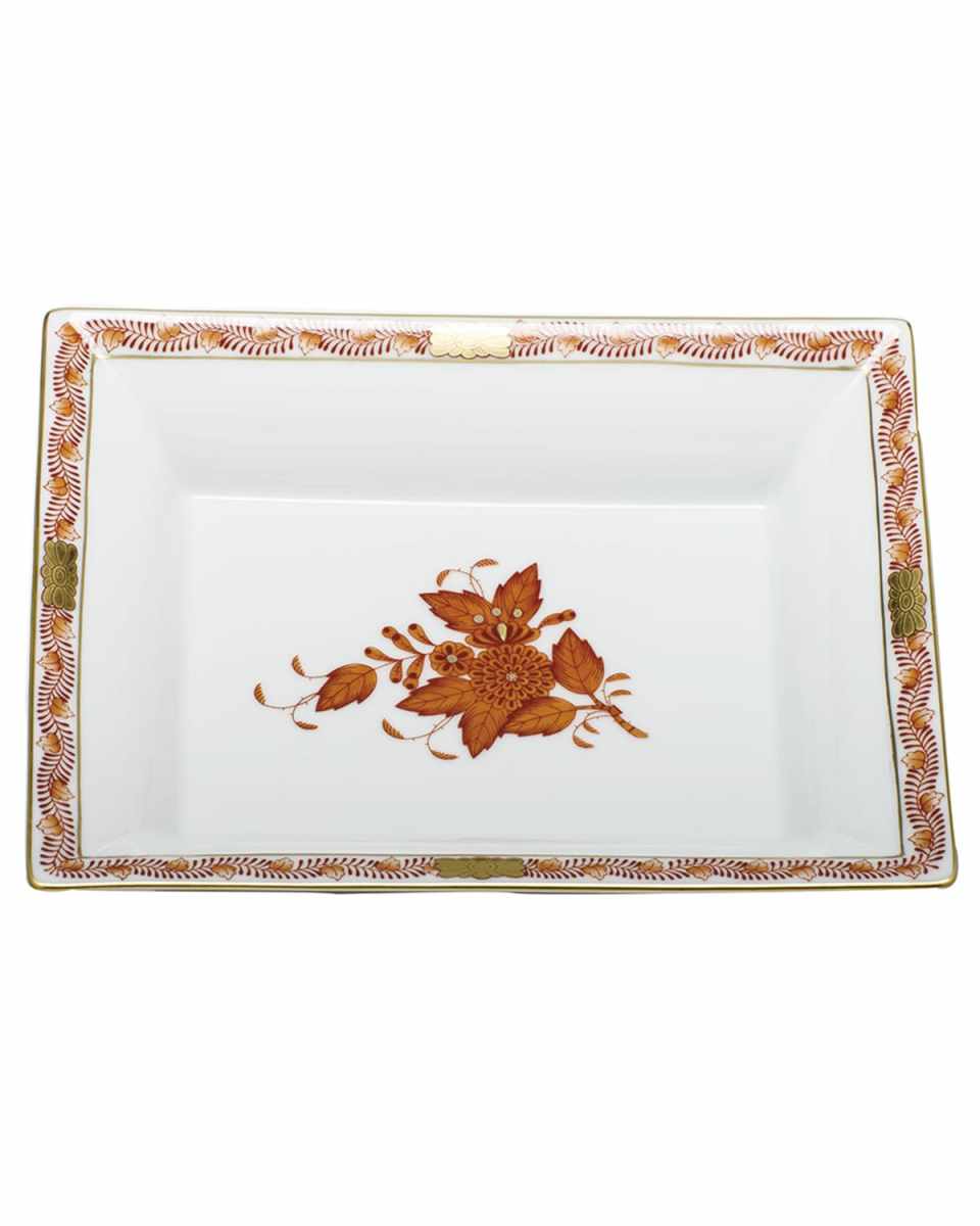 Chinese Bouquet Rust Jewelry Tray