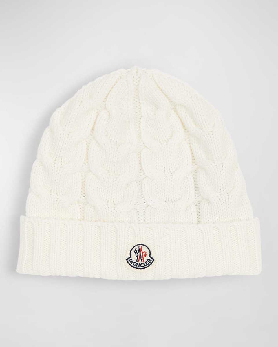 Cable knit beanie w Moncler patch