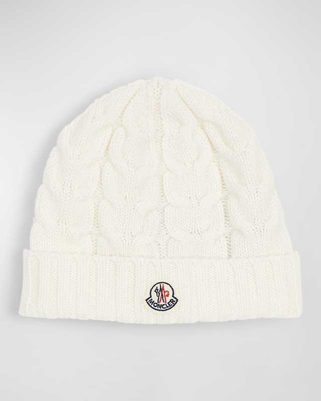 Cable knit beanie w Moncler patch