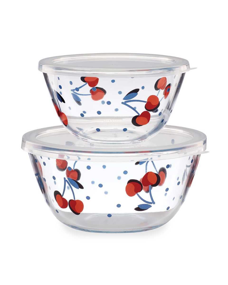 vintage cherry dot 2-piece round storage set