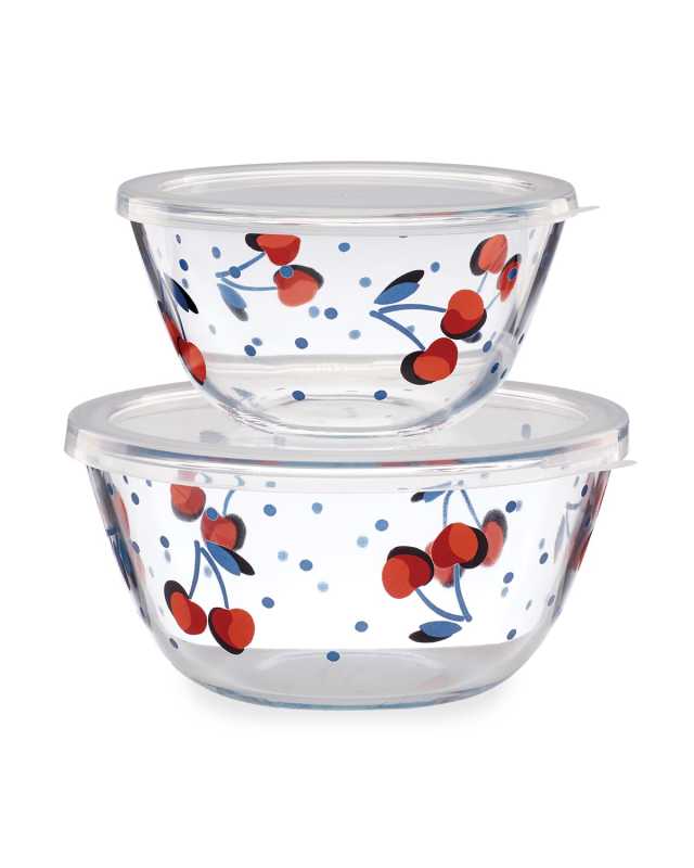 vintage cherry dot 2-piece round storage set