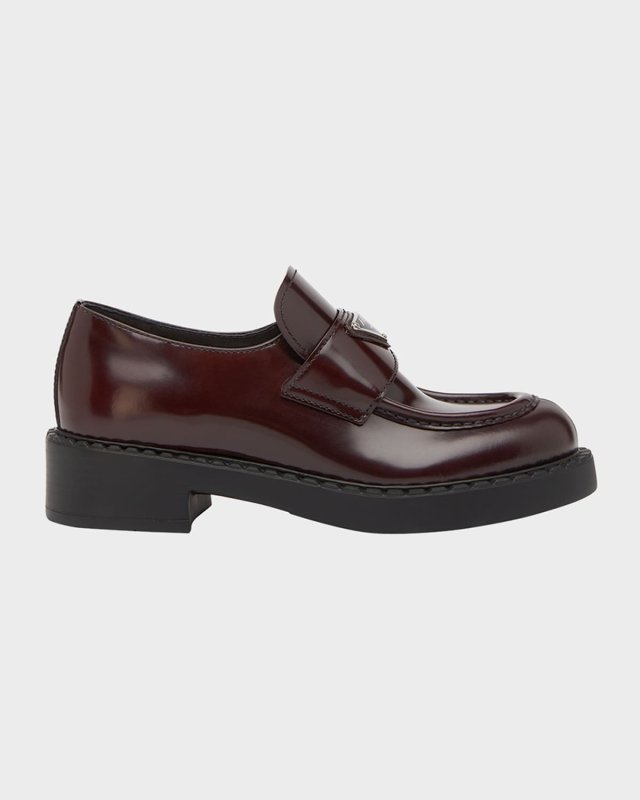 Leather Triangle Logo Loafers