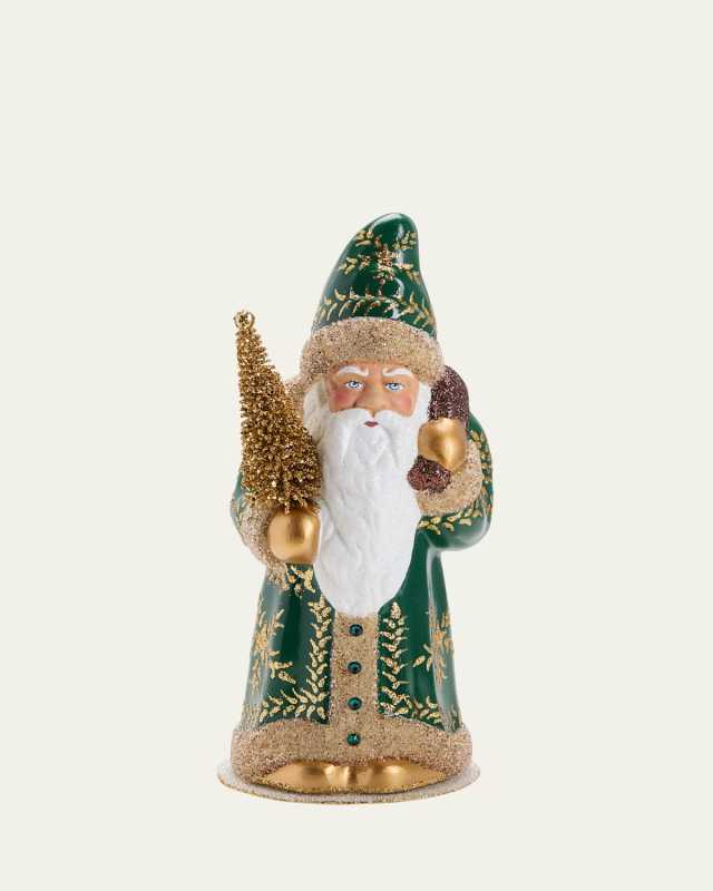Glitter Gold Leaf Santa Figure
