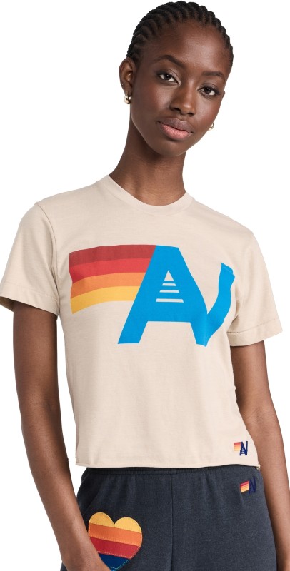 Aviator Nation Logo Boyfriend Tee Sand