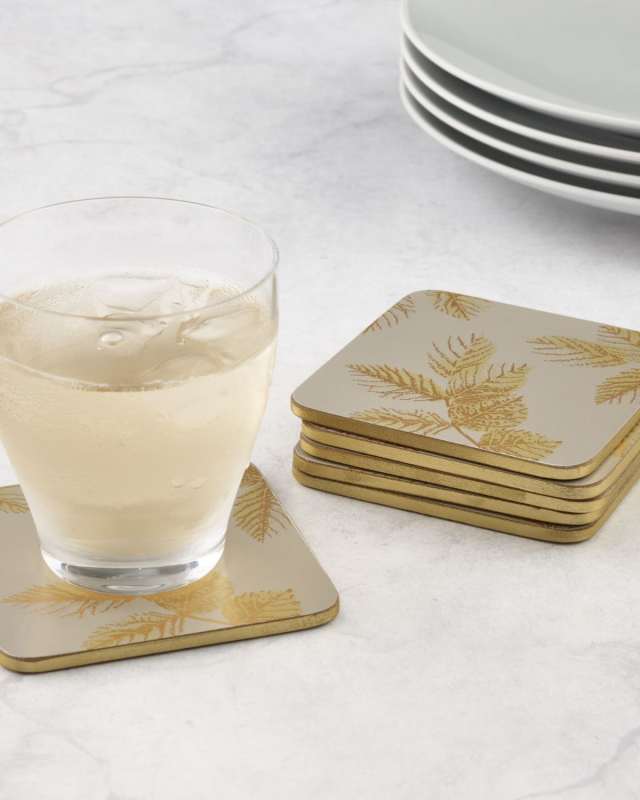 Sara Miller Etched Leaves Coasters, Set of 6