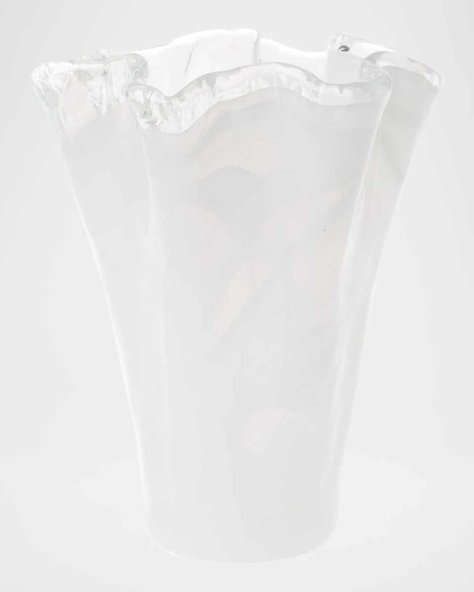 Onda Glass White Medium Vase, 11"