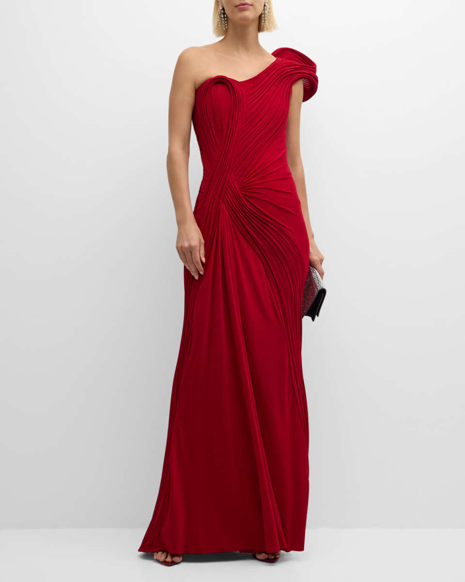 Sculpted One-Shoulder Jersey Gown