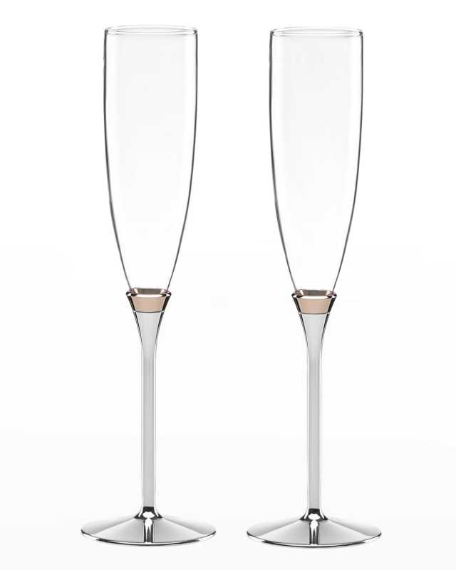rosy glow toasting champagne flutes set