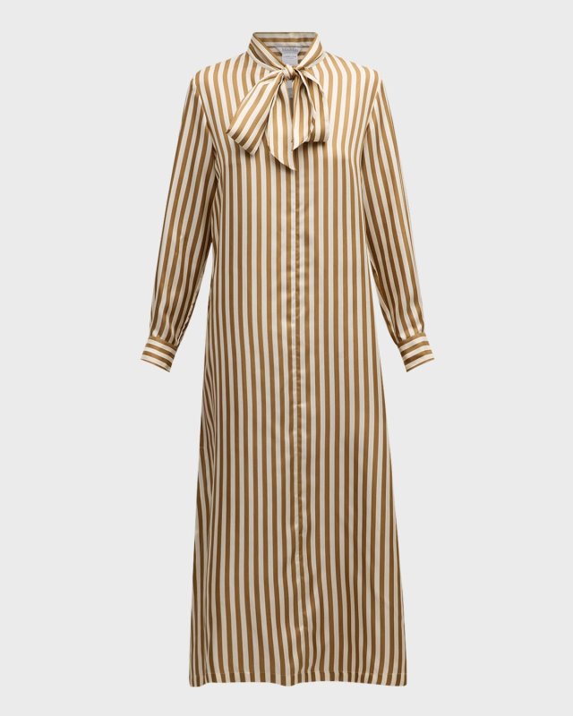 Faesite Striped Long-Sleeve Midi Shirtdress