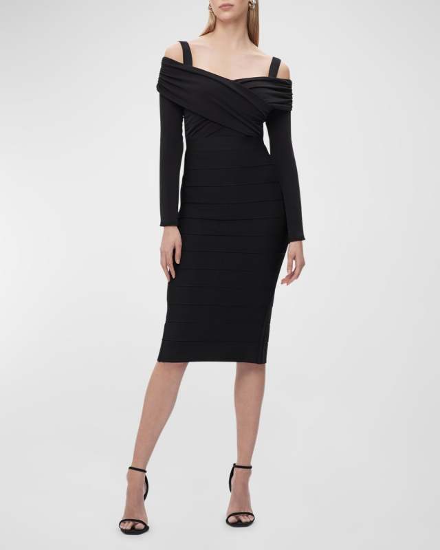 Ellen Crossover Off-The-Shoulder Long-Sleeve Top