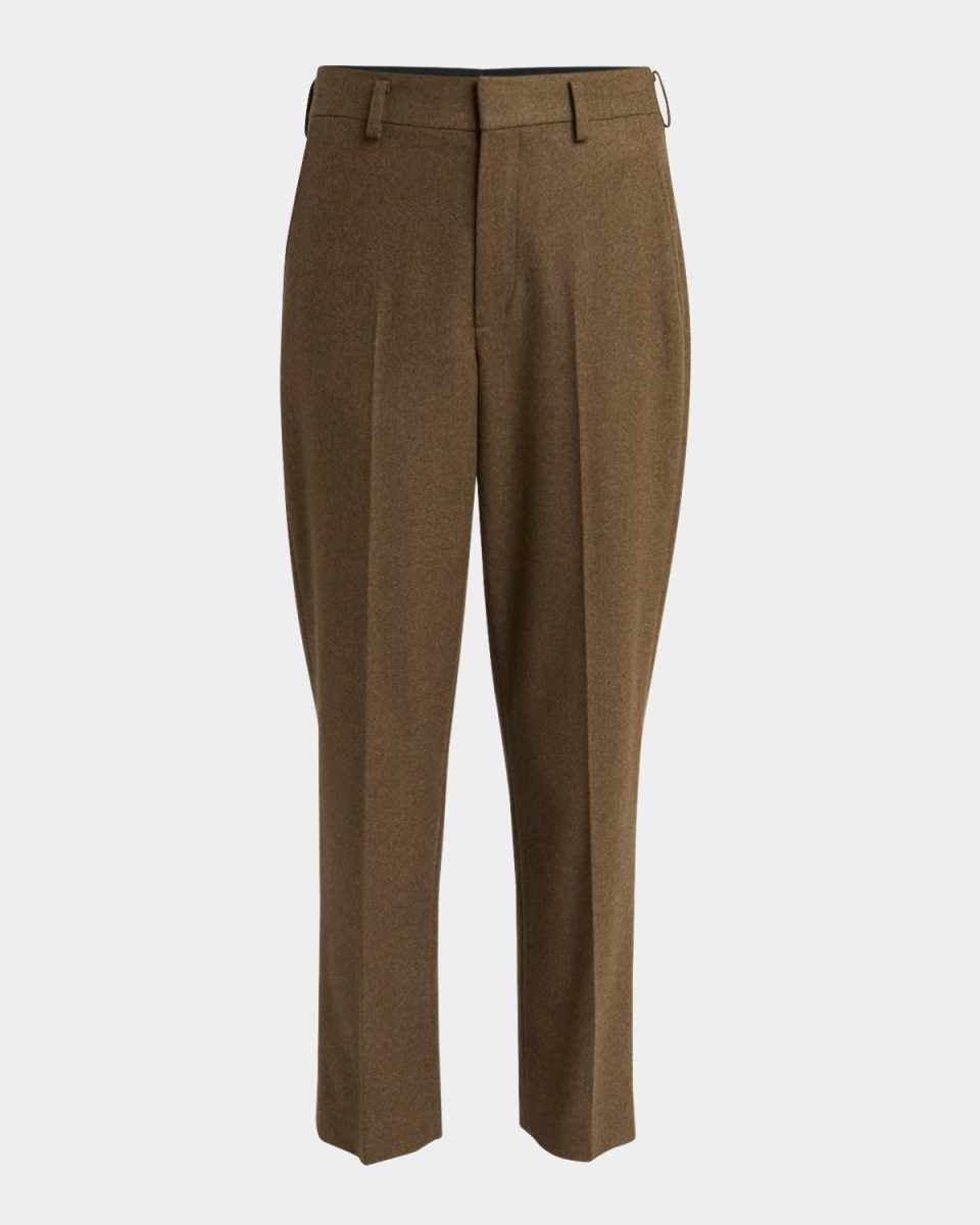 Doyle Cashmere Flannel Straight-Leg Ankle Trousers