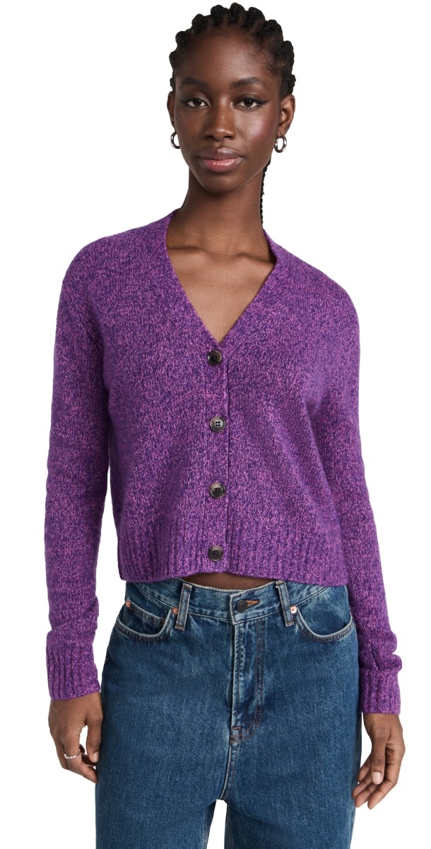 LISA YANG Marionette Cashmere Cardigan Plum Rose