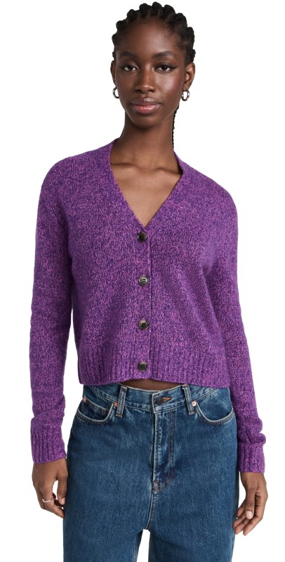 LISA YANG Marionette Cashmere Cardigan Plum Rose