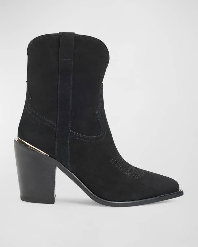 Leigh Anne Suede Western Ankle Booties